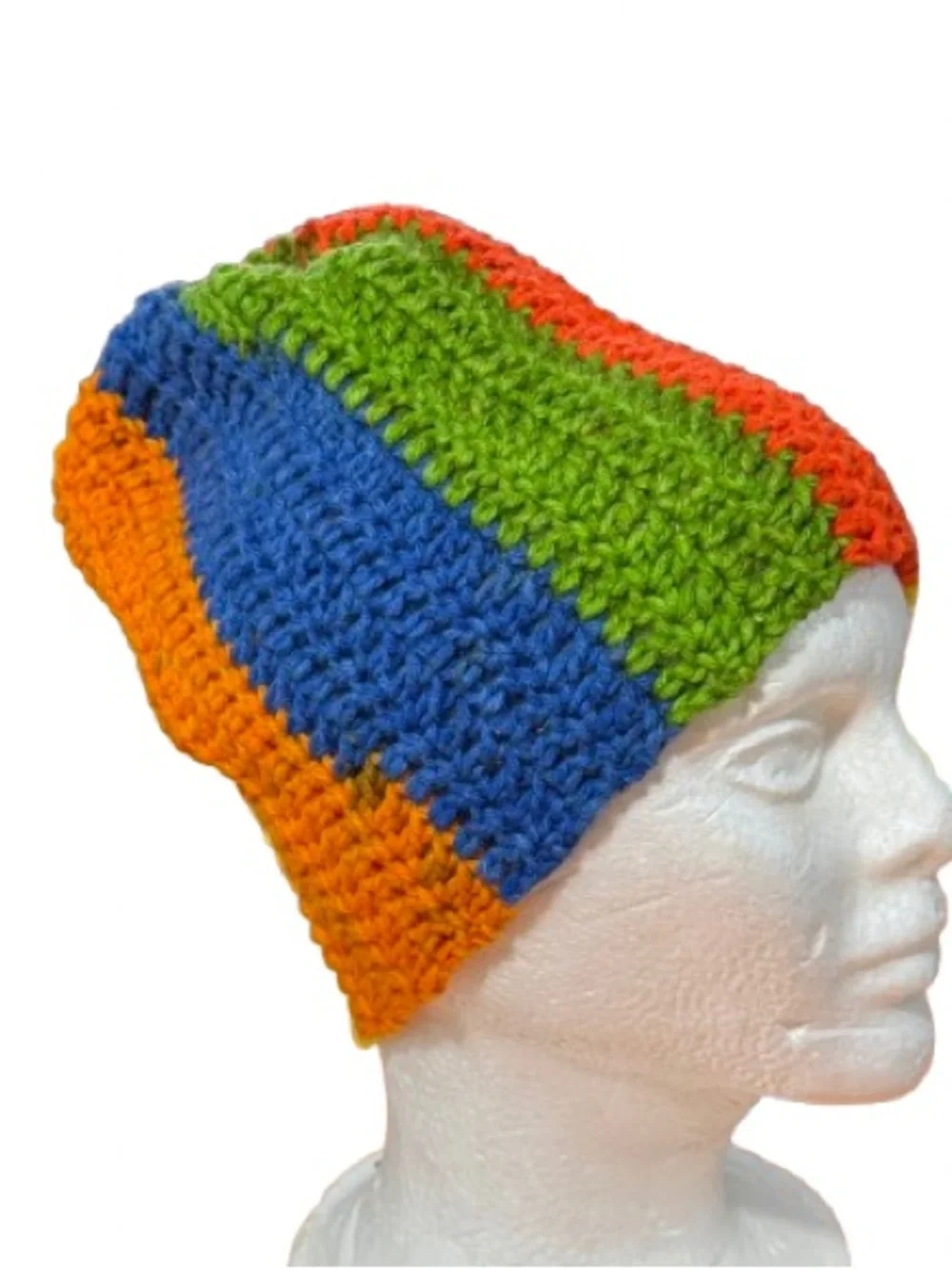 Handmade Rainbow Crochet Beanie | Colorful Striped Winter Hat | Unisex (